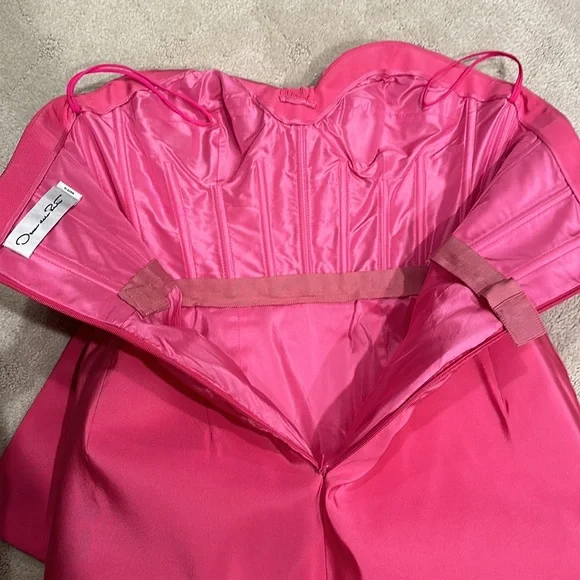 Oscar de la Renta Ruffle Bow Strapless Silk Dress - Picture 4 of 8